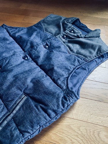 Momotaro Jeans Indigo Blue Denim Quilted Vest Mens Size 42 XL Made in Japan - Picture 3 of 12