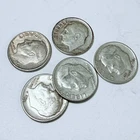 ROOSEVELT SILVER DIMES, LOT OF 5, 90% SILVER FREE SHIPPING #8810
