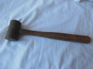 Vintage Solid Brass Hammer With Original Wood Handle Great/Used Condition