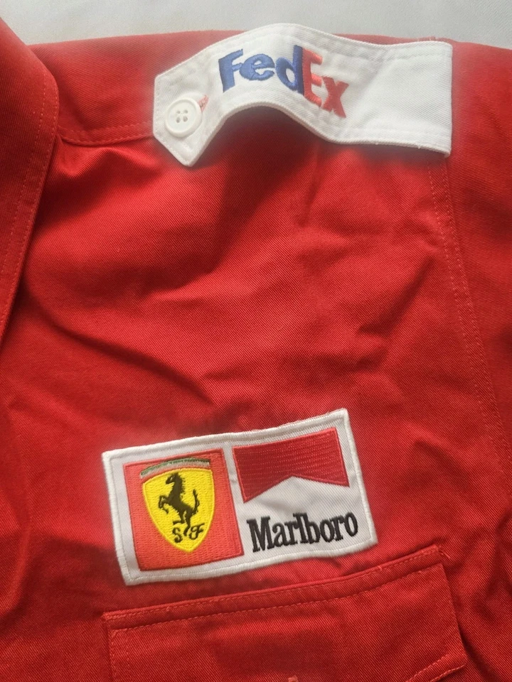 Vintage F1 Shirt Marlboro Team Ferrari Racing Licensed Shell Tommy FedEx Red - Image 2 of 4