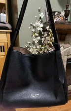 Kate Spade New York black pebbled leather Knott large shoulder bag, preowned