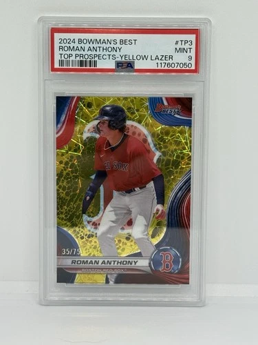 Topps 2024 Bowman's Best Roman Anthony Yellow Lazer TP-3 /75 Rookie PSA 9