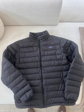 Patagonia Puffer Jacket Youth Kids XL Down Sweater Black Full Zip Hike Outdoors