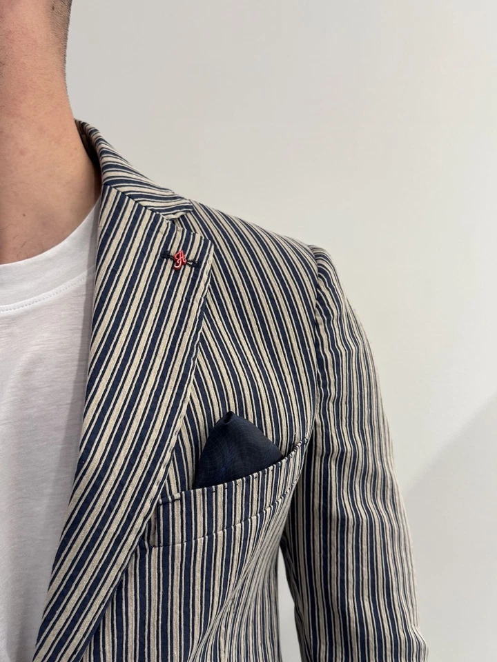 Giacca rigata Alfio jeans in cotone - Immagine 4 di 4