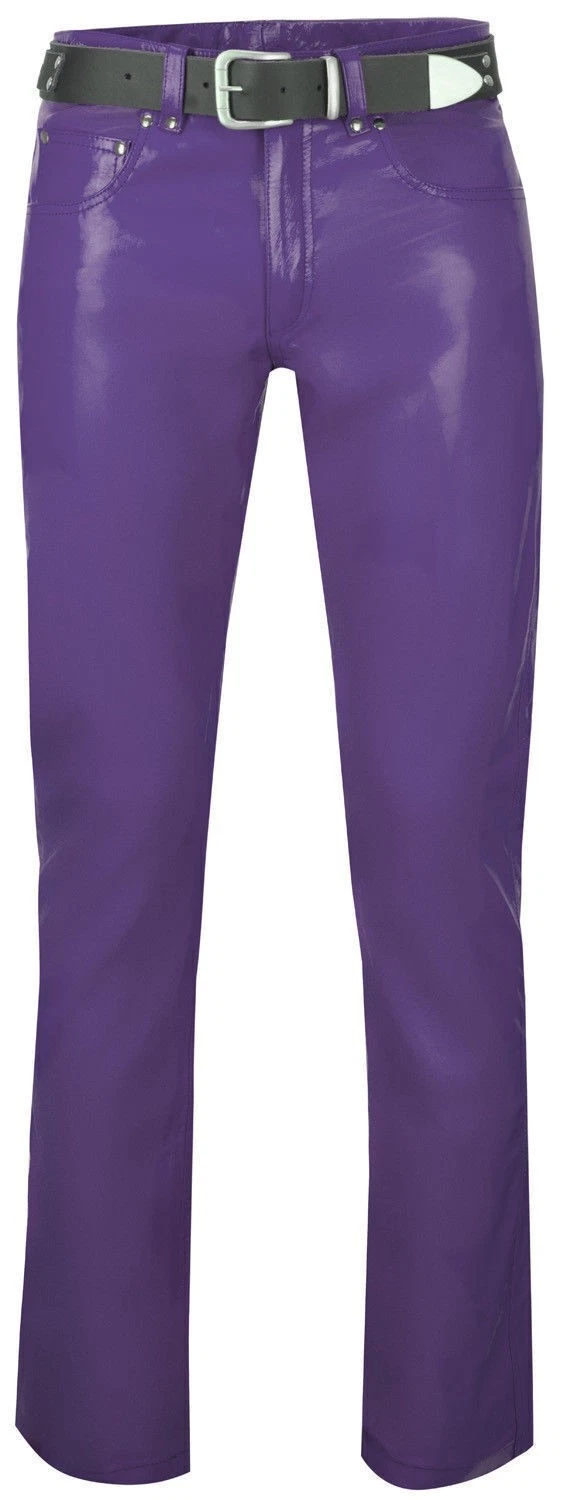 Men's Genuine Lambskin Leather Handmade Pant Purple Trouser Slim Fit Biker
