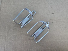 Set of 2 Schwinn Cursive Script Logo Water Bottle Cages Bike Aluminum Silver 
