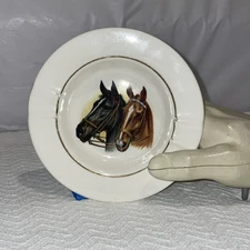 Vintage horse ceramic ashtray gold trim U.S. ceramic co HATBORO, PA