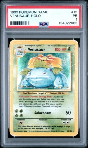 1999 POKEMON BASE SET UNLIMITED #15 VENUSAUR-HOLO PSA 1
