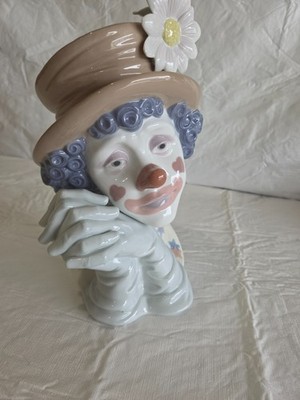 Vintage Lladró  Melancholy  Clown Bust #5542   Introduced 1989, Retired 2000 