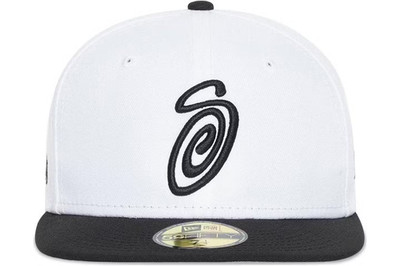 New Era Stüssy Stussy Curly S Fitted Hat Cap white black 7 5/8