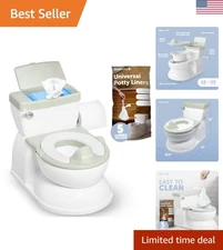 Fun and Functional 2-in-1 Potty with Cushioned Seat & Disposable Liners - Sage