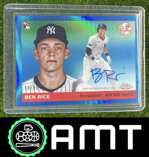 Ben Rice RC Auto 2025 Topps Chrome Platinum Anniversary 18/99 Blue Prism CPA-BR