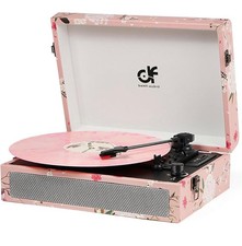 Bluetooth Vinyl Record Player - 3-Speed Retro Turntable with Built-In Speakers