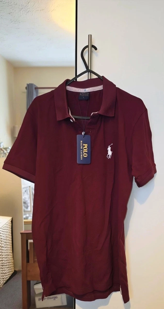 Men's Brand New Burgundy Polo T Shirt Medium (Please read description)