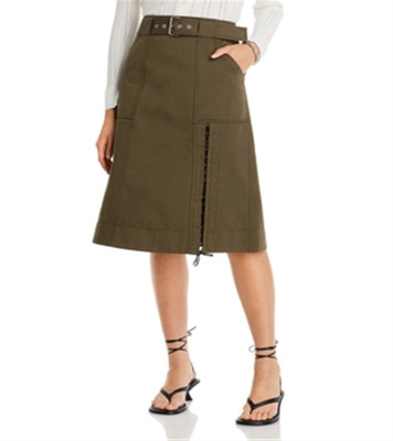 3.1 Phillip Lim Utility Belted Midi Skirt Green Size 10