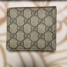Gucci Leather Brown Interior GG Print Bifold Wallet excellent gift