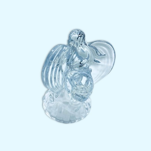 Estatuilla de ángel de cristal de plomo 24 % vintage ¡HECHA EN EE. UU.! Candelabro de 7,5 pulgadas - Imagen 3 de 6
