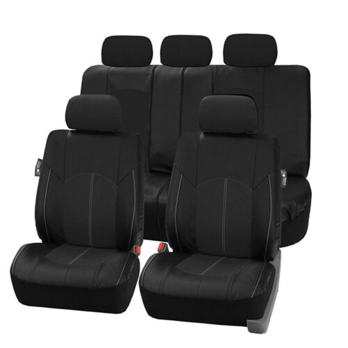 Housse de siège auto protection ensemble complet housse de siège en cuir PU pour voiture standard 5 places - Photo 1/12