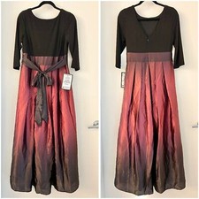 Macy's SLNY 3/4-Sleeve Ombré Pleated Maxi Gown Size 10 Petite NWT