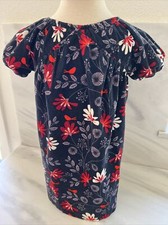 Tea Collection Floral Corduroy Dress Navy Red Size 3 NEW