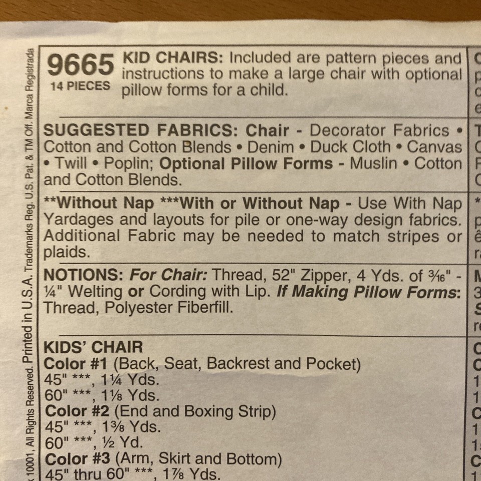 McCalls Pattern 9665, Uncut - Special Pillows And Pillow Chairs To ...