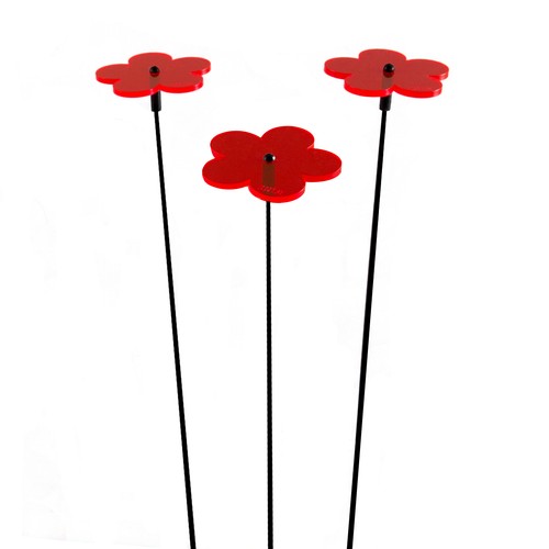 3 Stück SUNPLAY Sonnenfänger Ø5cm Suncatcher Gartenstecker Blumen ROT - Bild 1 von 3