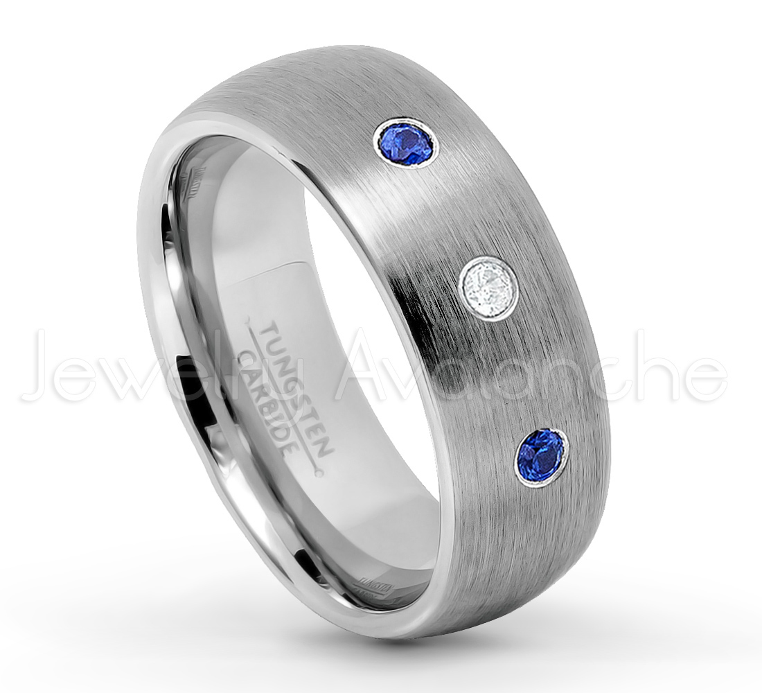 September Birthstone Diamond Blue Sapphire 3-Stone