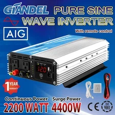 Pure Sine Power Inverter 2200W 12V/120V with 20A Solar Controller USA Transistor