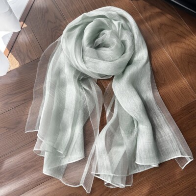 Pure Color Silk Scarf Women Light Soft Breathable High-quality Silk Shawls Wraps