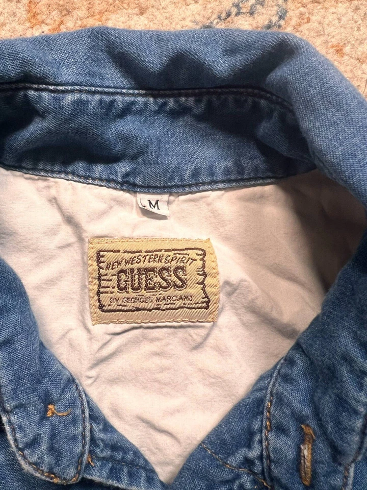 Guess Denim Shirt Men's Medium Chambray Y2K Preppy Grunge 90s Button Down - Image 3 of 4