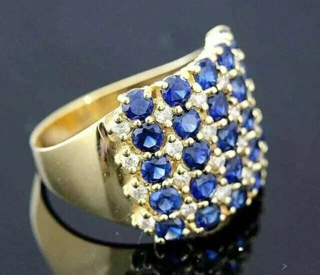 2.00 Ct Round Cut Lab Created Simulated Diamond Cluster Men's Ring Yellow plated - Image 2 of 4