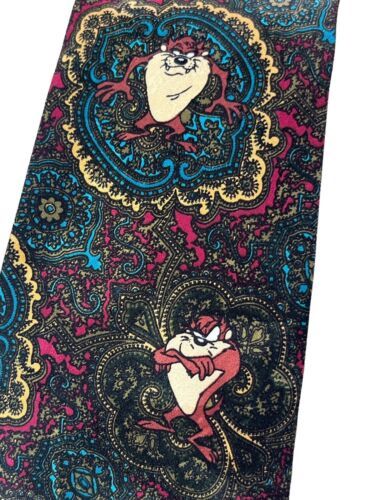 Tasmanian Devil Looney Tunes Herren-Krawatte Taz-Krawatte Vintage 1994 Paisleygrün - Bild 1 von 5