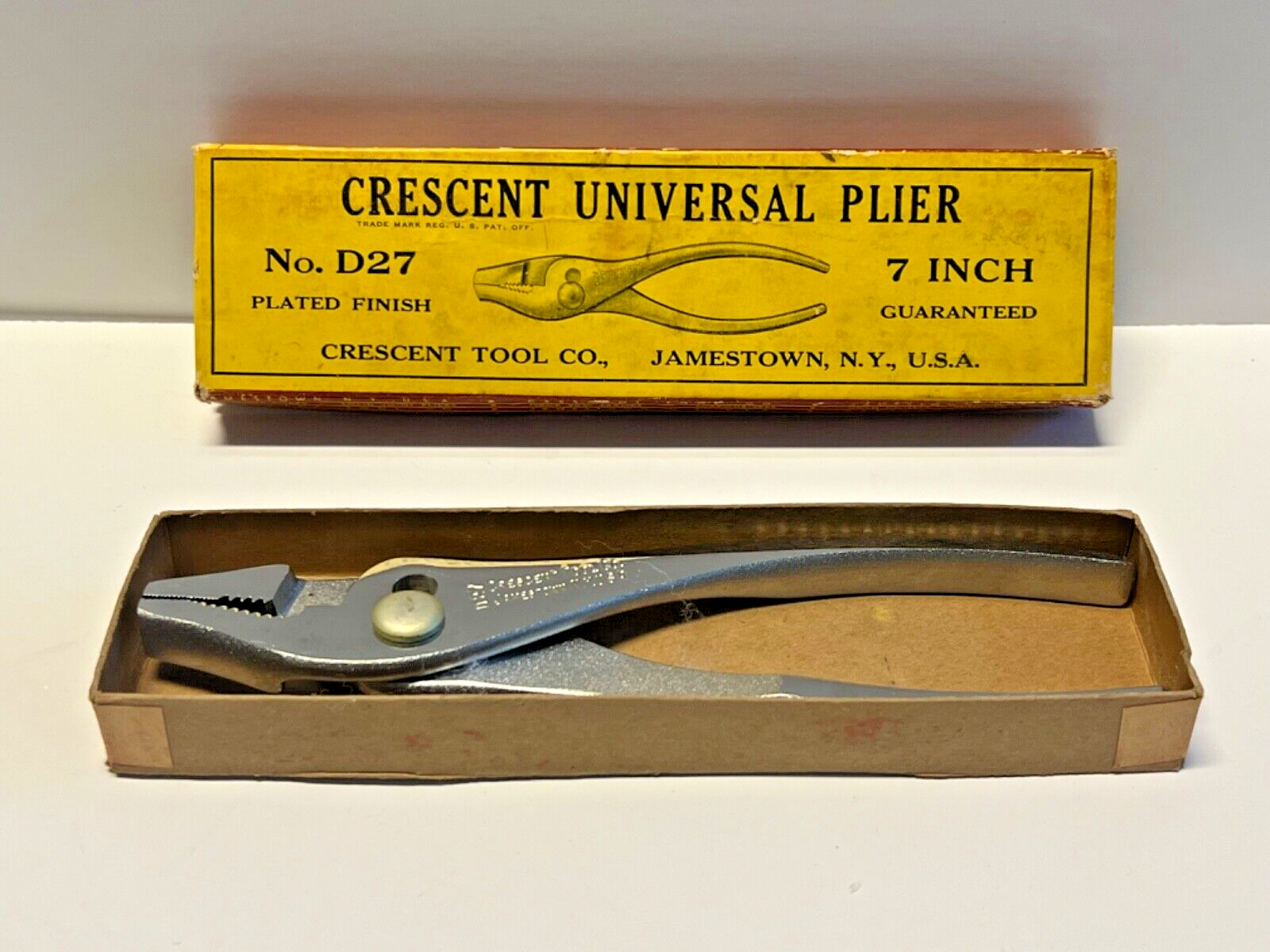 Crescent Slip Joint Pliers; 7 Inch-No. D27; NOS Unused; Plated Finish; Lot A-image