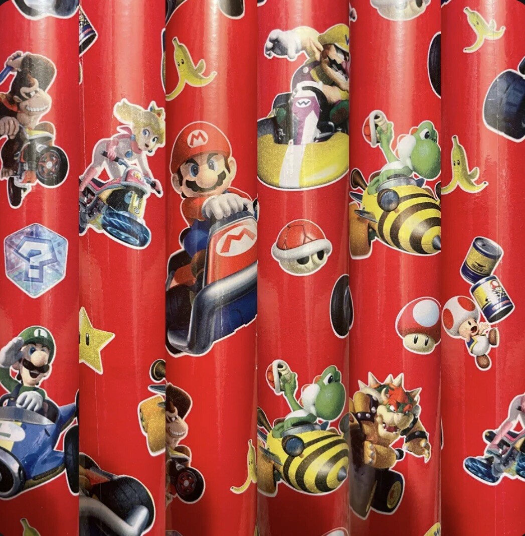 1 Roll Mario Kart Mario Luigi Yoshi Birthday Christmas Wrapping Paper 70 sq ft