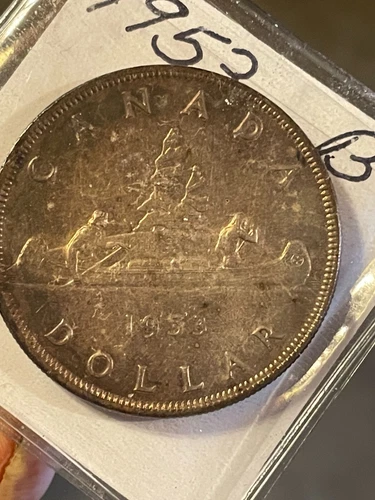 1953 Queen Elizabeth Canadian Silver Dollar. ~ $1 CA .80 Fine Exact Coin in Pic!