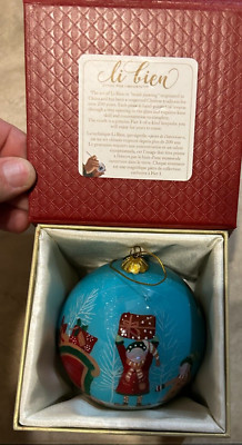 Pier 1 Imports 2018 Santa Giving Gifts Hand Painted Li Bien Glass Ball Ornament