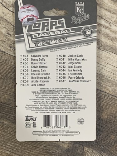 2017 Topps Kansas City Royals Team Set con Salvador Pérez en la parte superior nuevo sellado - Imagen 2 de 2
