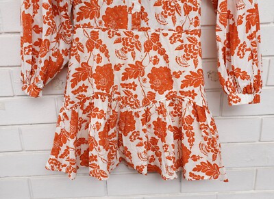 all about may orange dress Women's BNWT All About May long orange floral sleeve knee length dress size  8