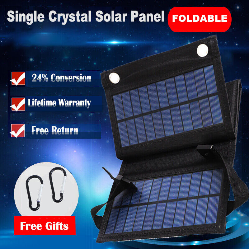 Portable Solar Mobile Phone Charger Panel Power Bank Waterproof Camping