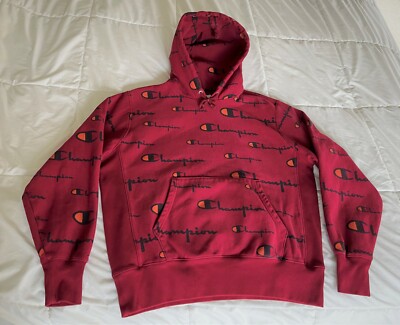 VTG Champion Reverse Weave Script All-Over print Hooded
