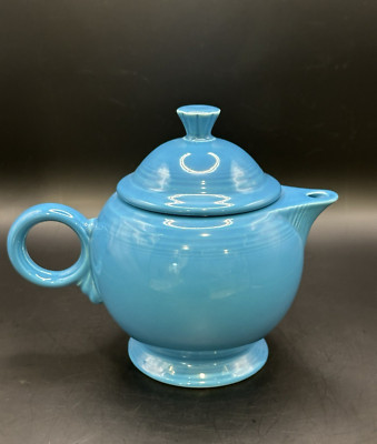 Vintage Fiestaware Turquoise Blue Homer Laughlin Tea Pot With Lid 7'' MINT!