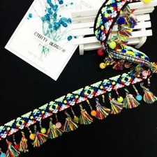 Ethnisch Borte Boho Böhmisch Quasten Fransen Perlen Pom Pom Rand DIY Nähen