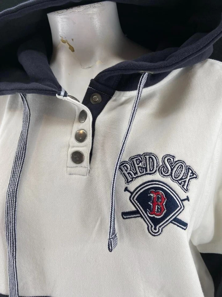 NUEVO Boston Red Sox Suave Como Una Uva LS Blanco 1/4 Snap Sudadera con Capucha Sudadera Para Mujer M Foto 2 de 4