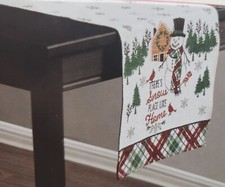 Long Tapestry Table Runner,13"x68", CHRISTMAS, SNOWMAN, SNOW PLACE LIKE HOME, DG