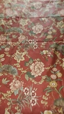Robert Allen Fabric 2003 Large Print Floral Botanical Print On Red 5.75 Yards 