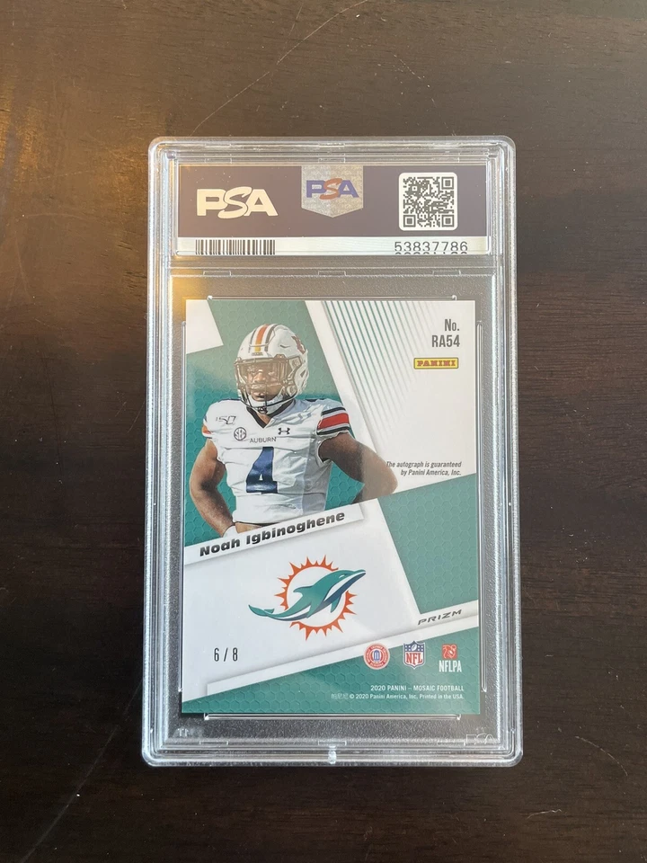 2020 Panini Mosaic Noah Igbinoghene Black Gold /8 Psa 9 - Image 2 of 2