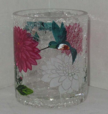 Yankee Candle Votive Tea Light Holder V/H TL/H GARDEN CRACKLE hummingbird flower