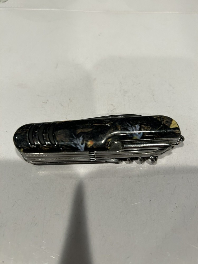 Swiss Army Knife with Camo Handle Scissors Corkscrew Multi-Tool