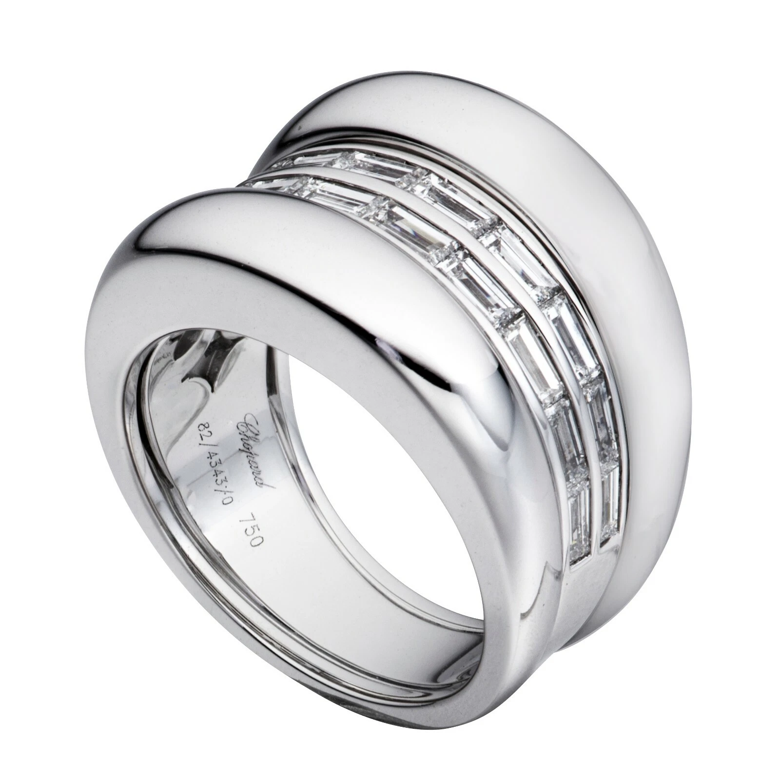 Chopard — Chopard La Strada 18K Oro Bianco e Baguette Anello Diamante 82/4343-1111 Nuovo