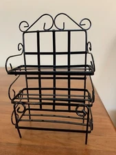 Vtg Dollhouse Miniature Metal Kitchen Bakers Rack Plant Shelf Black Concord 6"